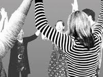 Group with arms raised